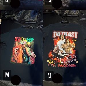 (left) vintage TLC merch (right) OUTCAST “Ms.Jackson” t-shirts